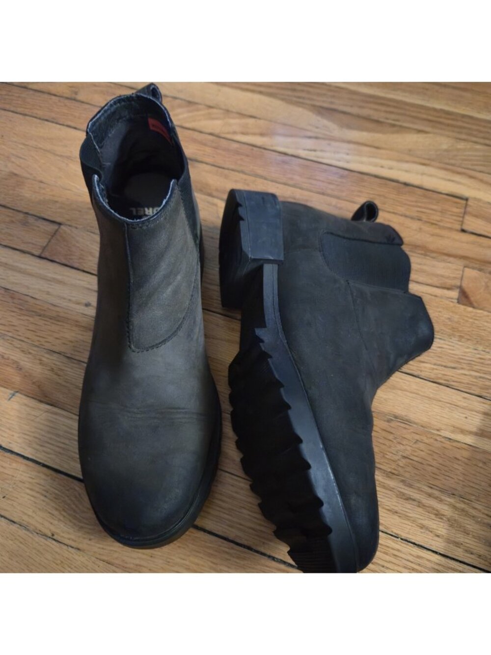 Sorel Lennox Chelsea Black Waterproof Leather Boots Women's Size 9